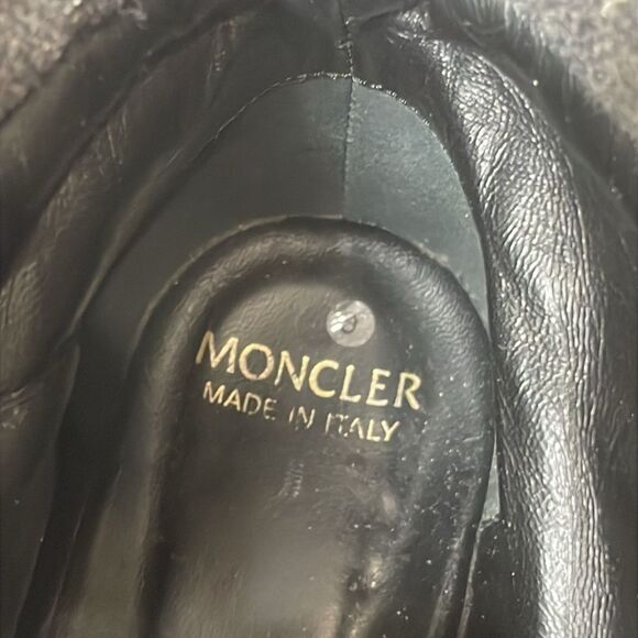 Moncler Viviane Dark Gray Suede Women’s Sz 8/EU 38 Double Zip Heeled Combat Boot - Picture 11 of 13